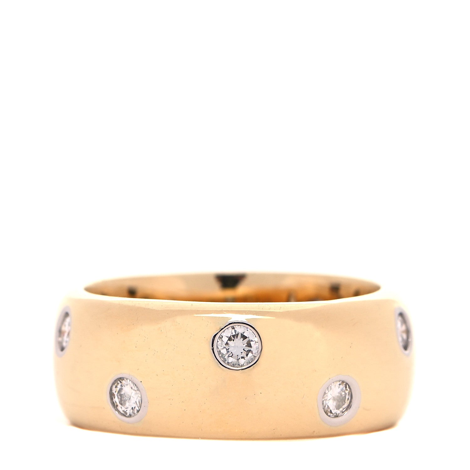 Tiffany 18K Yellow Gold Platinum Diamond Wide Etoile Band Ring 52 6 1 of 3