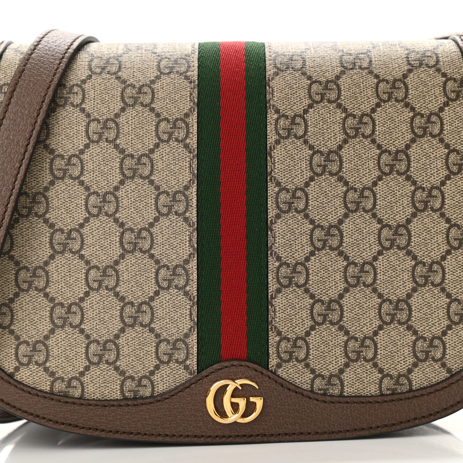 Gucci GG Supreme Monogram Web Small Ophidia Flap Messenger Bag Brown 8 of 10