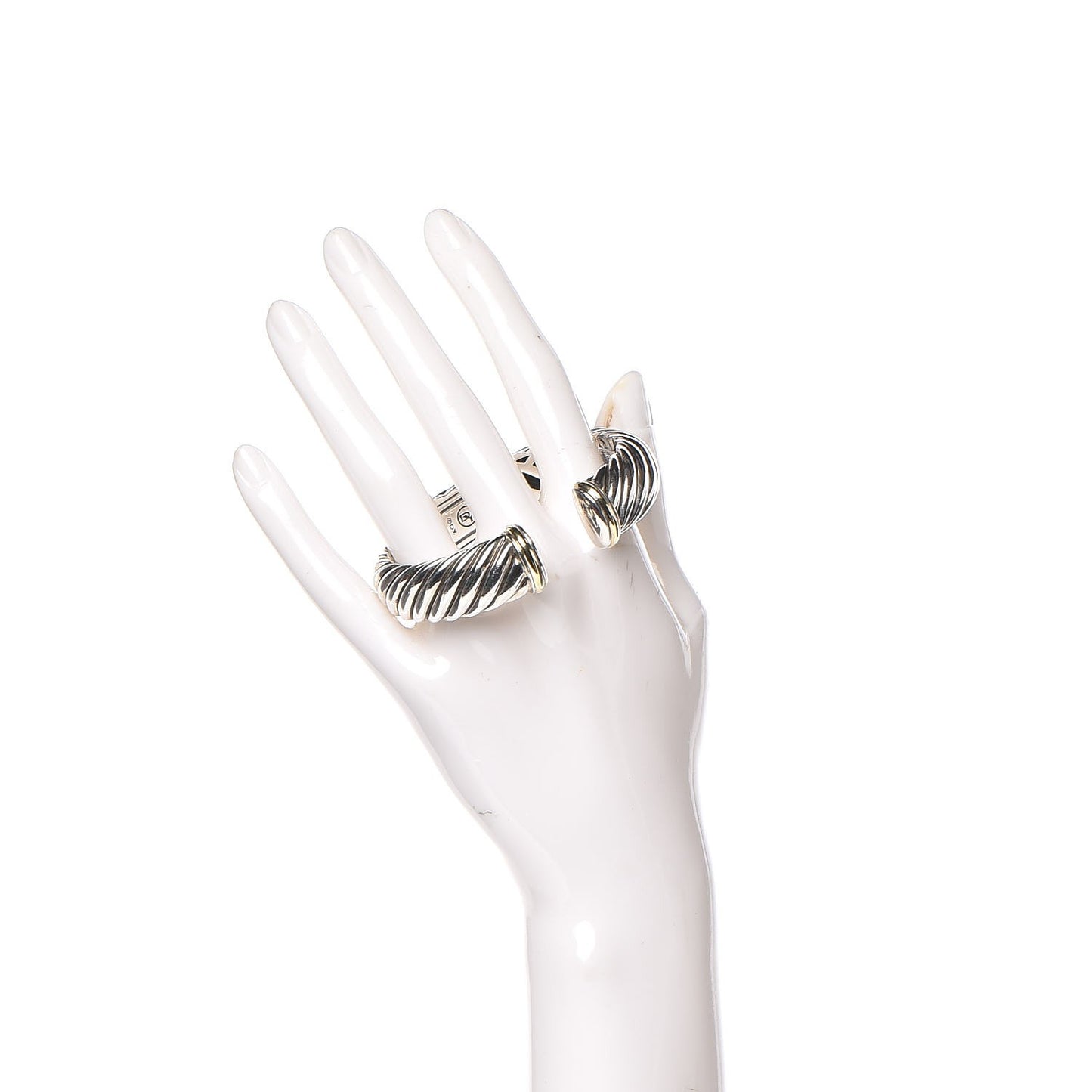 Sterling Silver 18K Yellow Gold 15mm Sculpted Cable Cuff