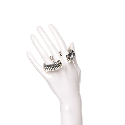 David Yurman Sterling Silver 18K Yellow Gold 15mm Sculpted Cable Cuff 2 of 5