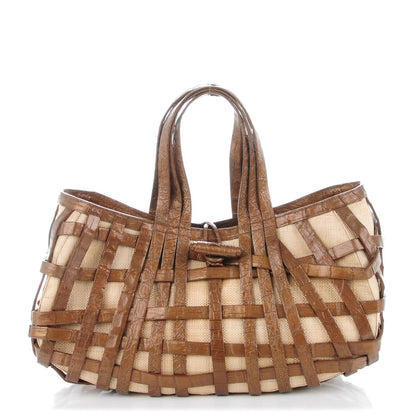 Nancy Gonzalez Crocodile Woven Tote Chocolate 1 of 7