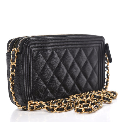 Chanel Caviar Quilted Small Boy Clutch With Chain Black 3 of 16