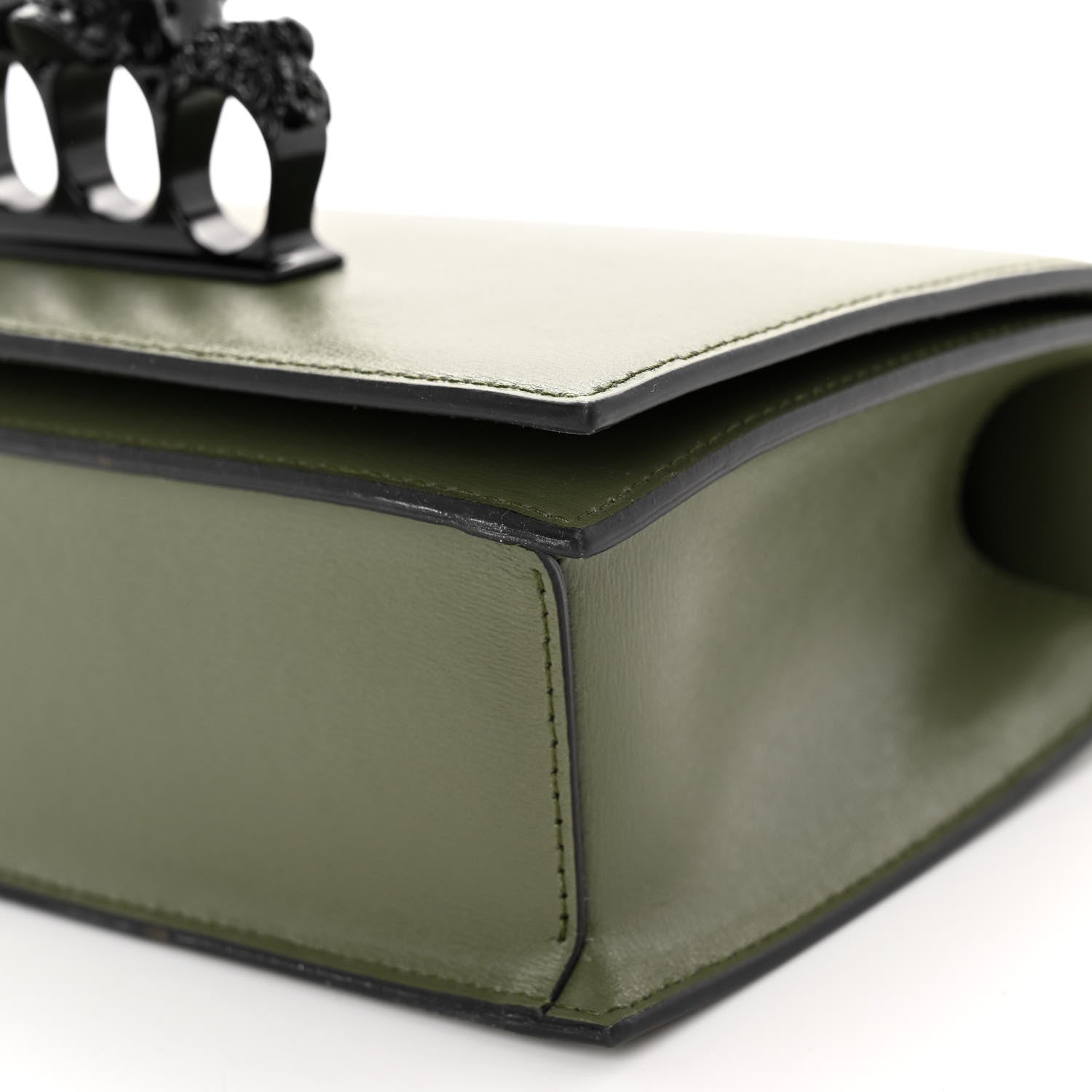 Alexander McQueen Calfskin Knuckle Skull Crossbody Khaki Green Black 9 of 10