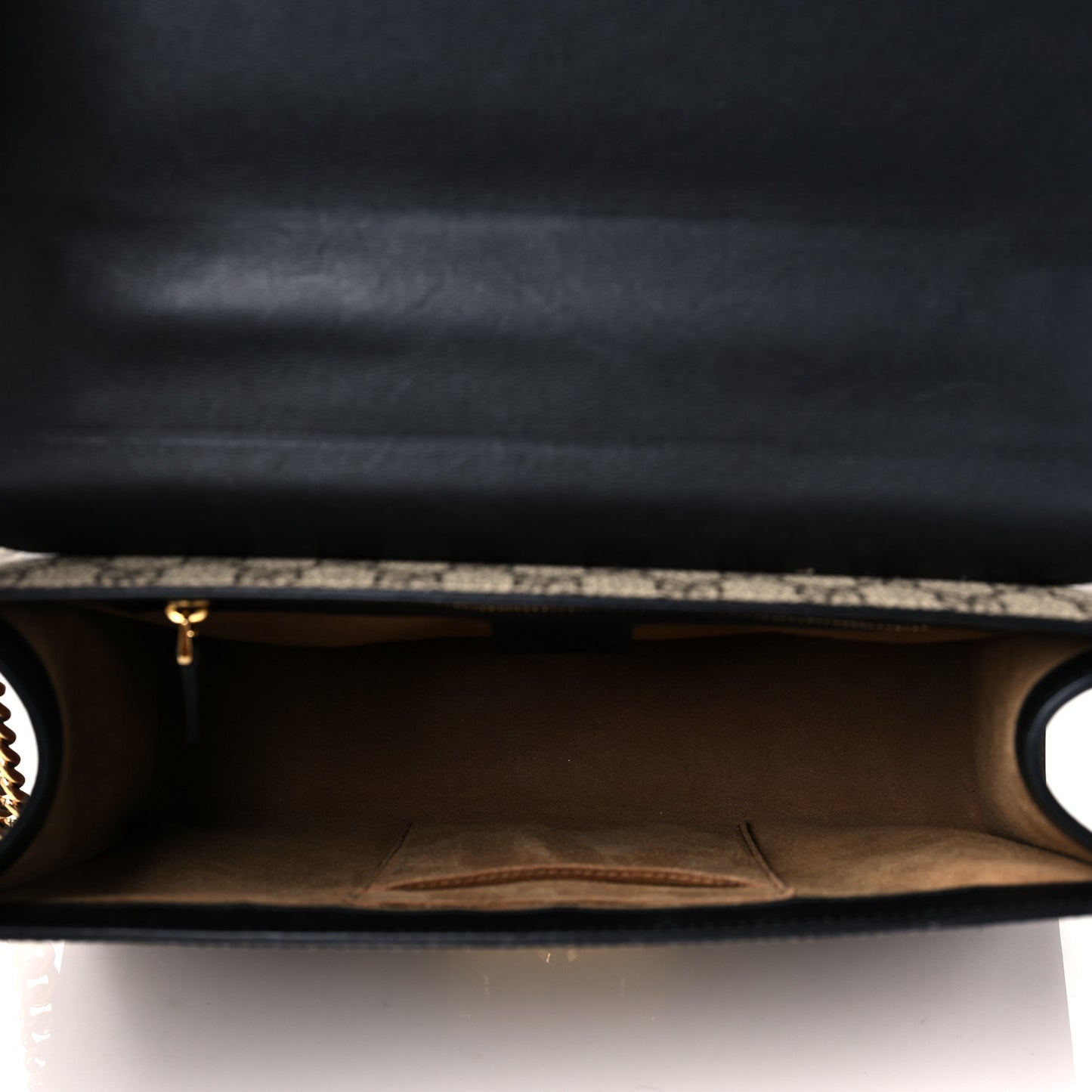 GG Supreme Monogram Calfskin Medium Padlock Shoulder Bag Beige Black Cuir