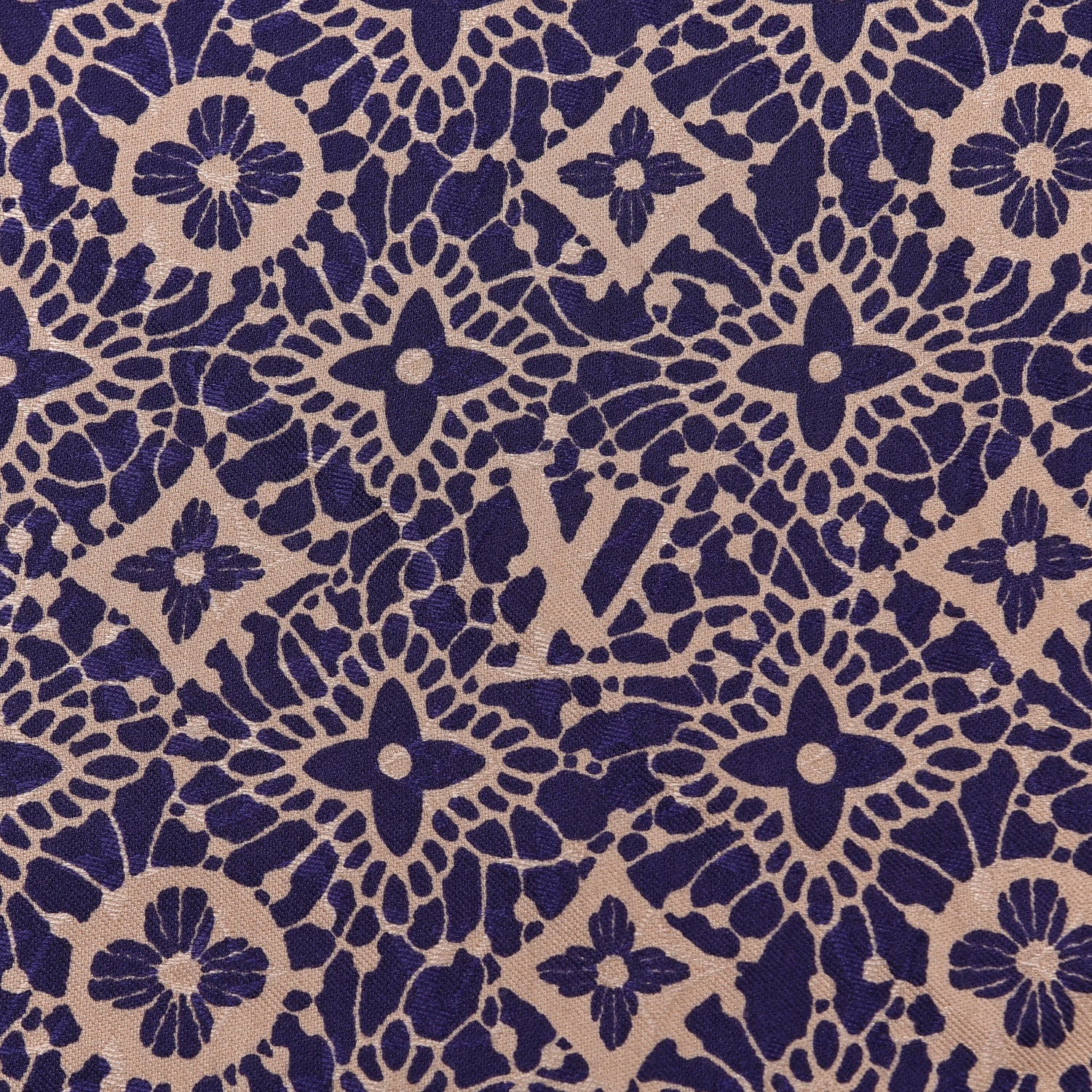Louis Vuitton Silk Wool Monogram Dentelle Shawl Scarf Purple Beige 3 of 4