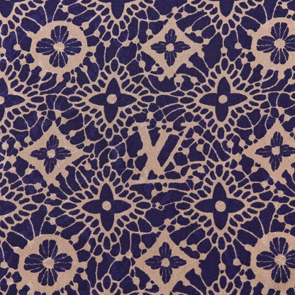 Louis Vuitton Silk Wool Monogram Dentelle Shawl Scarf Purple Beige 3 of 4