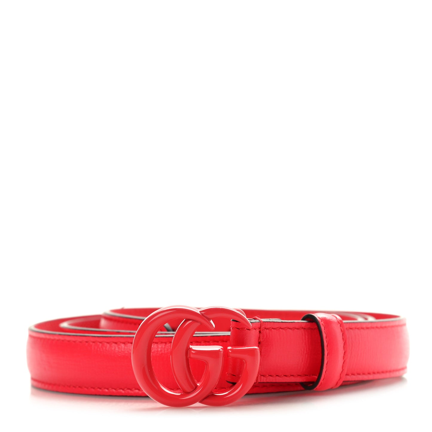 Azalea Calfskin Enamel Monochrome Double G 20mm Belt 90 36 Runway Coral