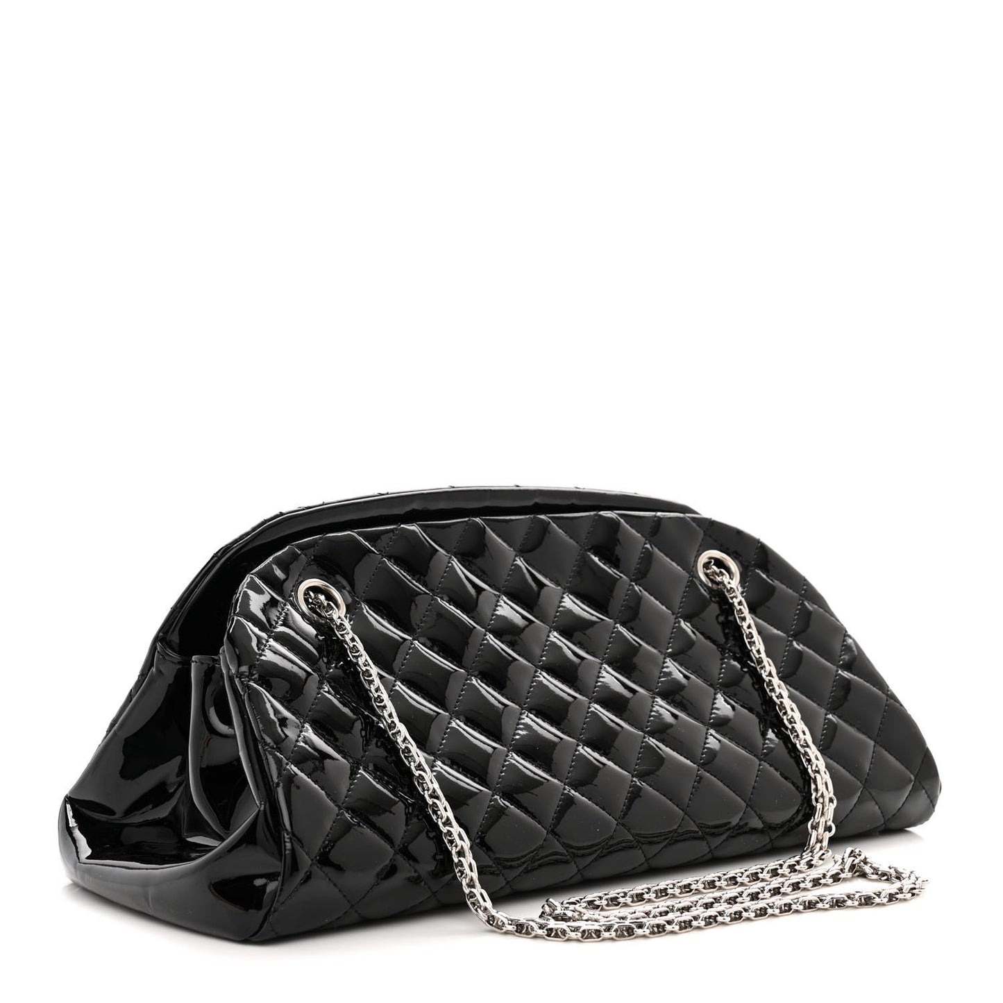 Patent Quilted Medium Just Mademoiselle Bowling Bag Black