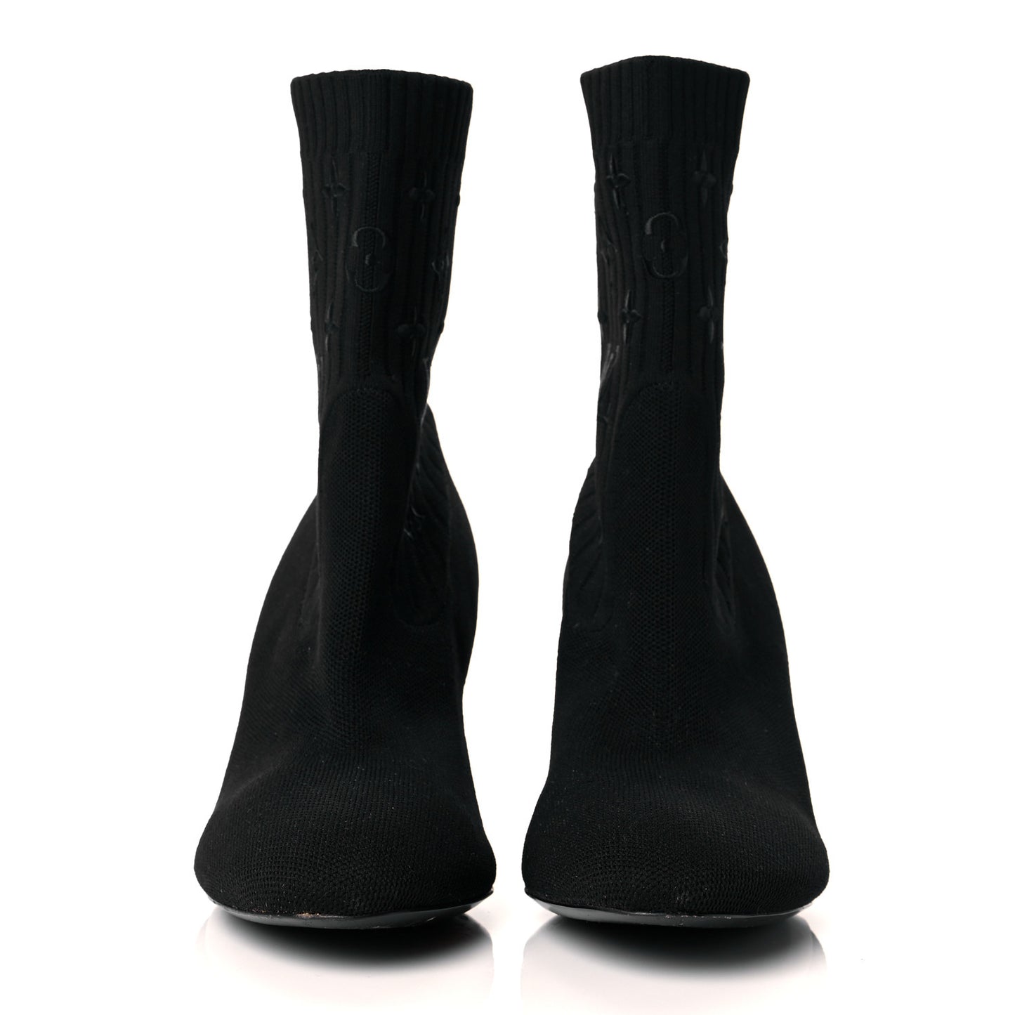 Monogram Stretch Fabric Silhouette Ankle Boots 39 Black