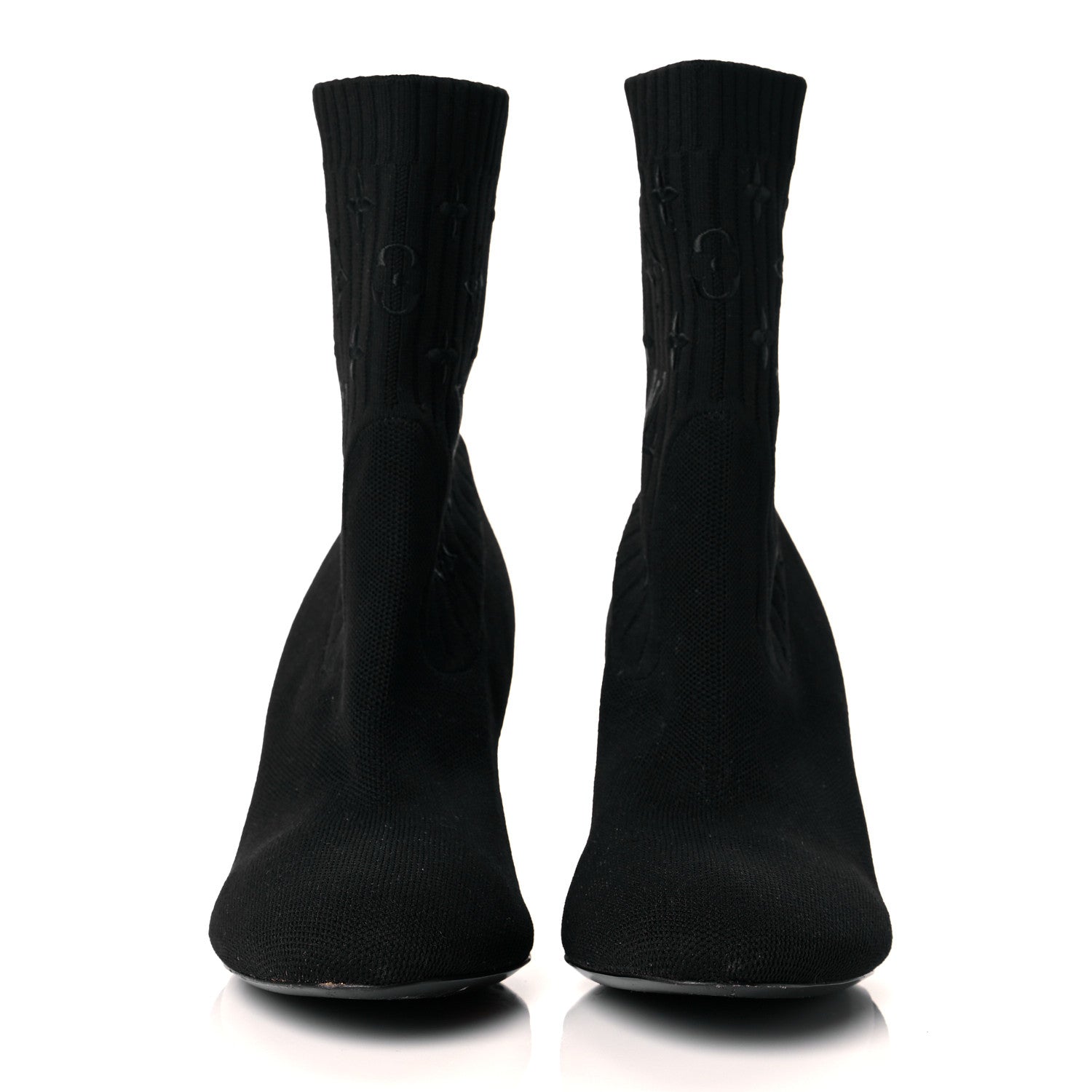Louis Vuitton Monogram Stretch Fabric Silhouette Ankle Boots 39 Black 2 of 10