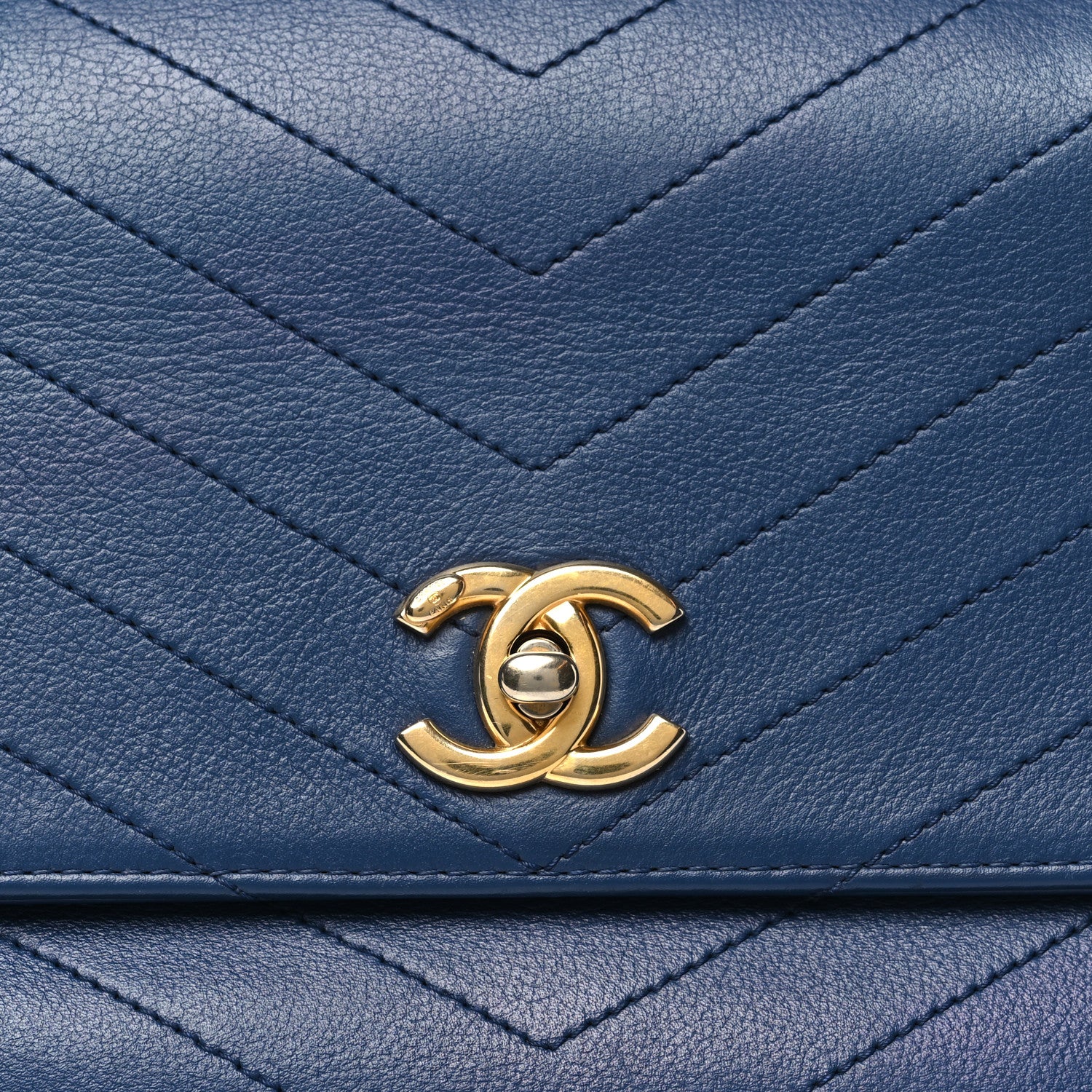 Chanel Grained Calfskin Snakeskin Small Chevron Chic Top Handle Flap Blue 8 of 11