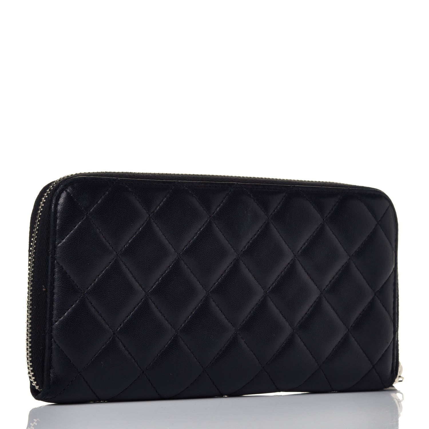 Chanel Lambskin Quilted Large Gusset Zip Around Wallet Black 3 of 8
