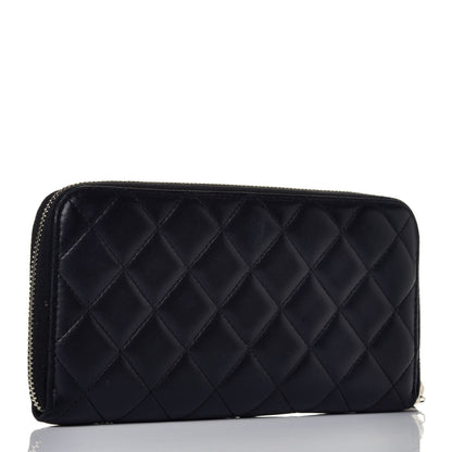 Chanel Lambskin Quilted Large Gusset Zip Around Wallet Black 3 of 8