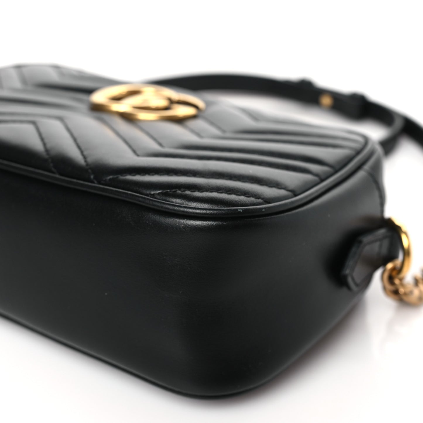 Calfskin Matelasse Small GG Marmont Chain Shoulder Bag Black