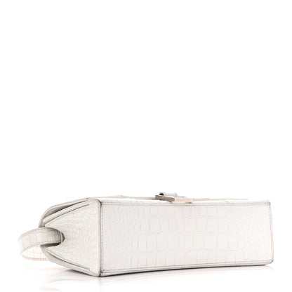 Balenciaga Shiny Calfskin Crocodile Embossed Small Hourglass Sling Shoulder Bag White 4 of 17