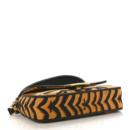 Fendi Canvas Chinese New Year Tiger Embroidered Baguette Black Dark Yellow 4 of 8