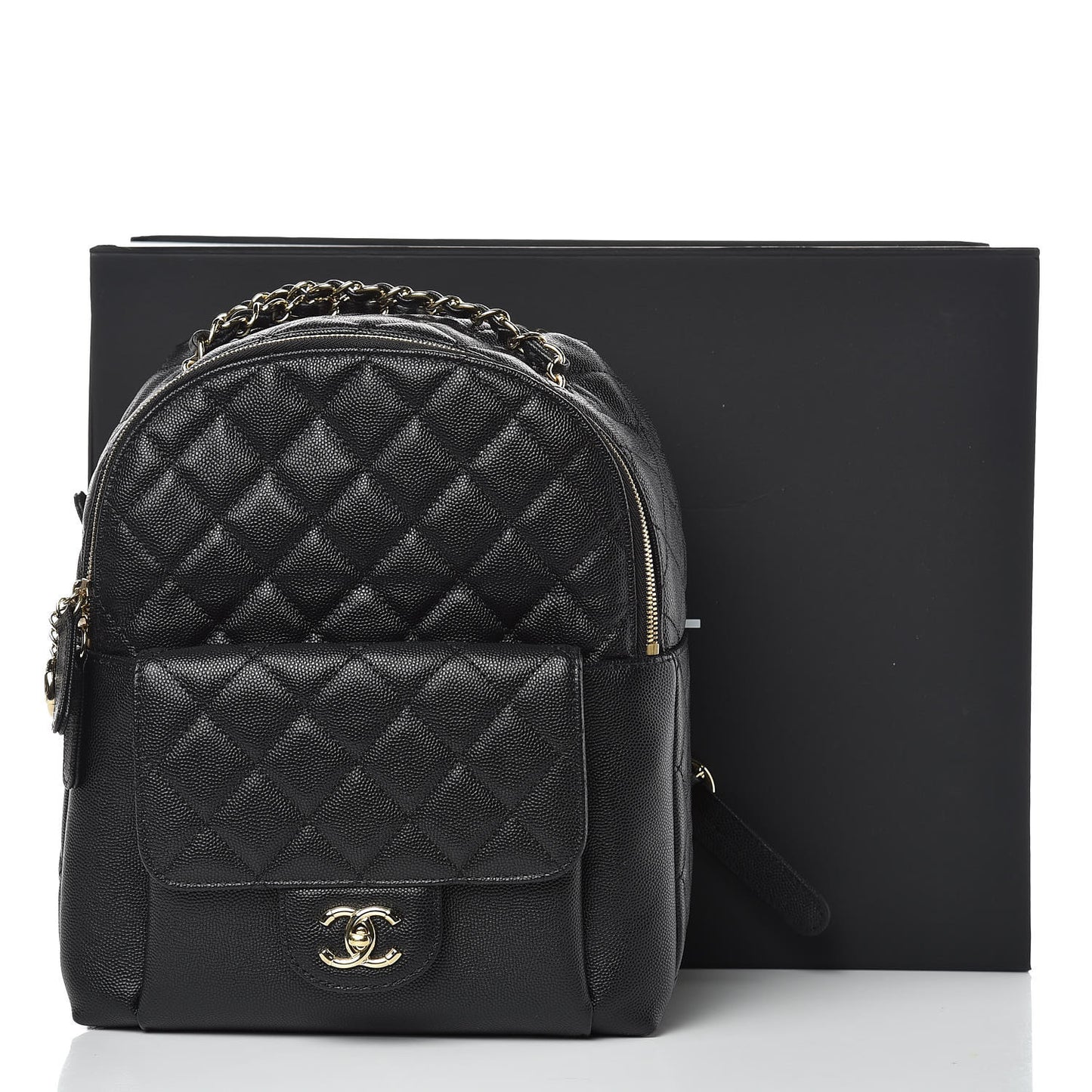 Caviar Quilted Medium Zip Around Backpack Black