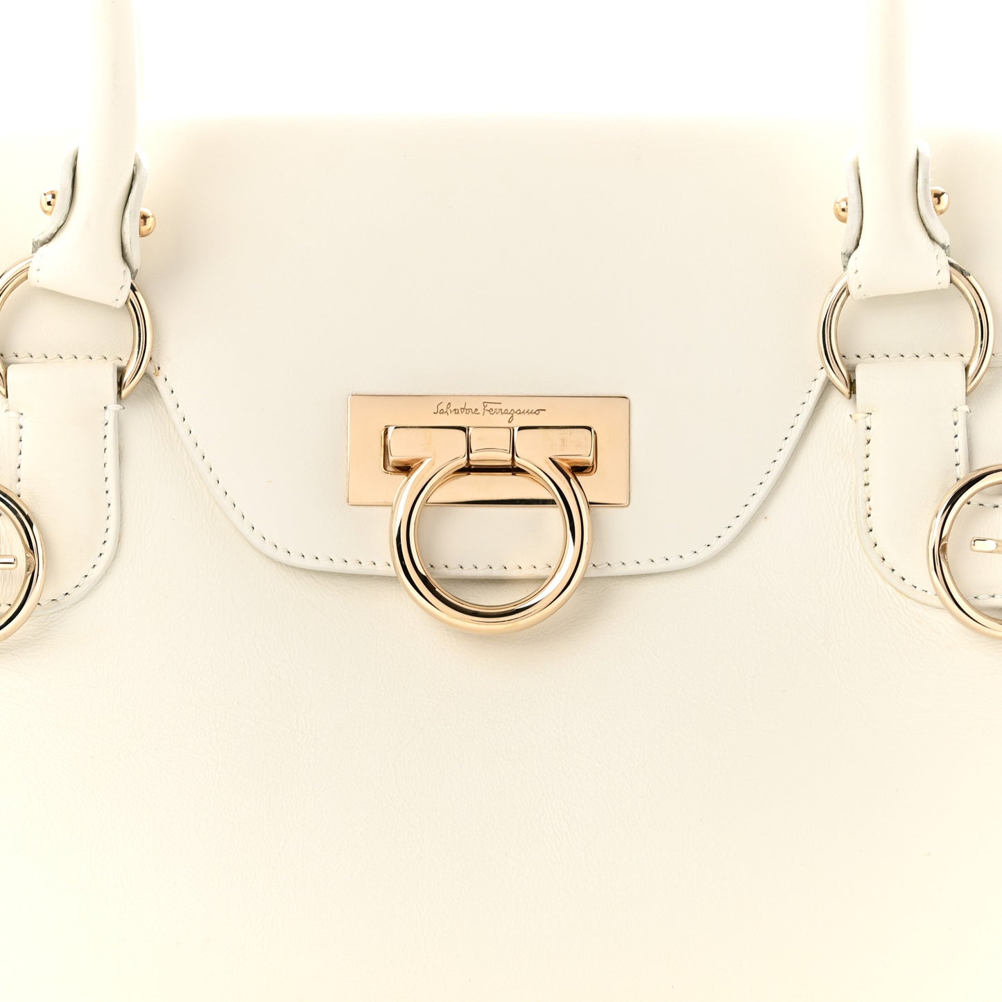 Calfskin Gancini Top Handle Satchel White