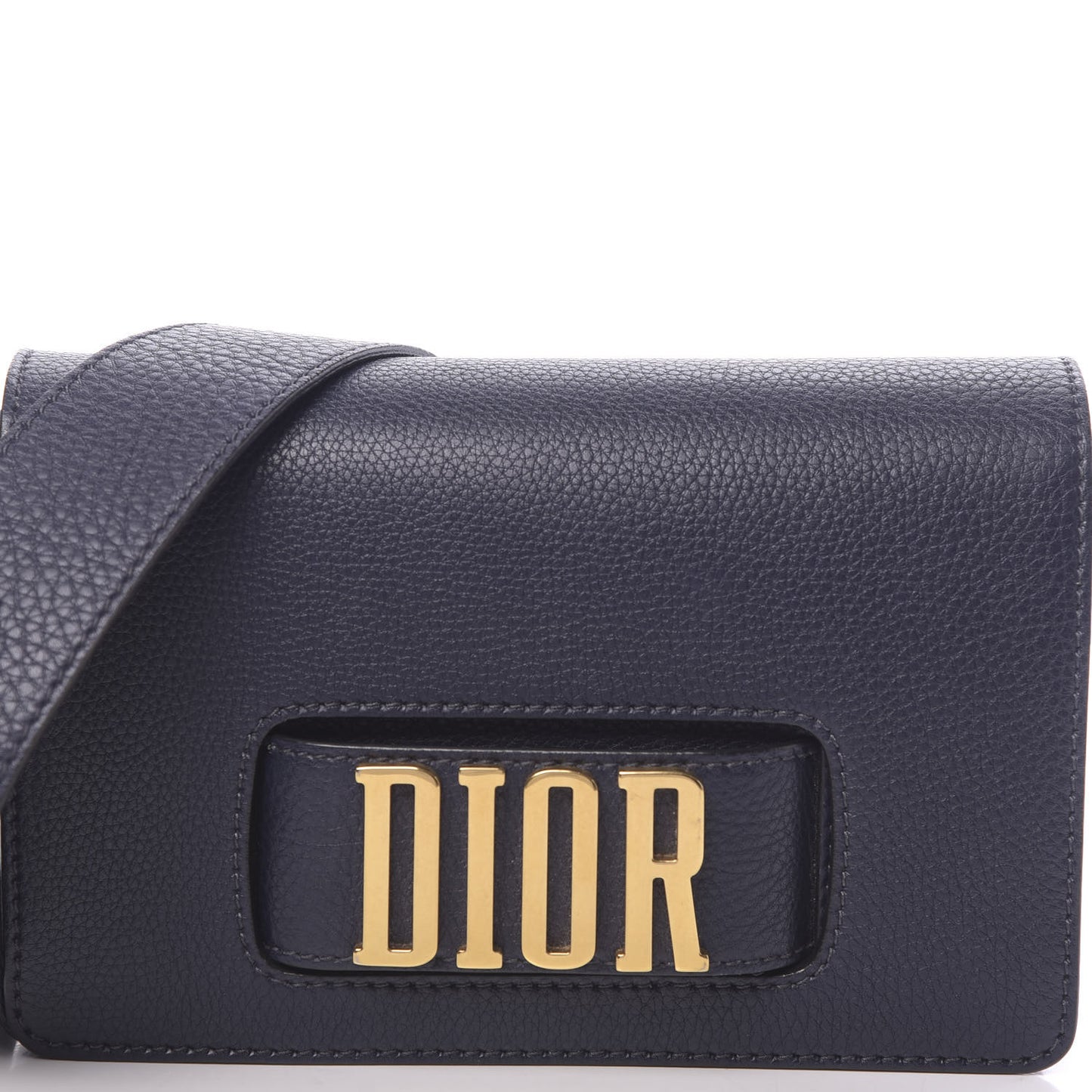 Grained Calfskin Dio(r)evolution Flap Bag Navy Blue