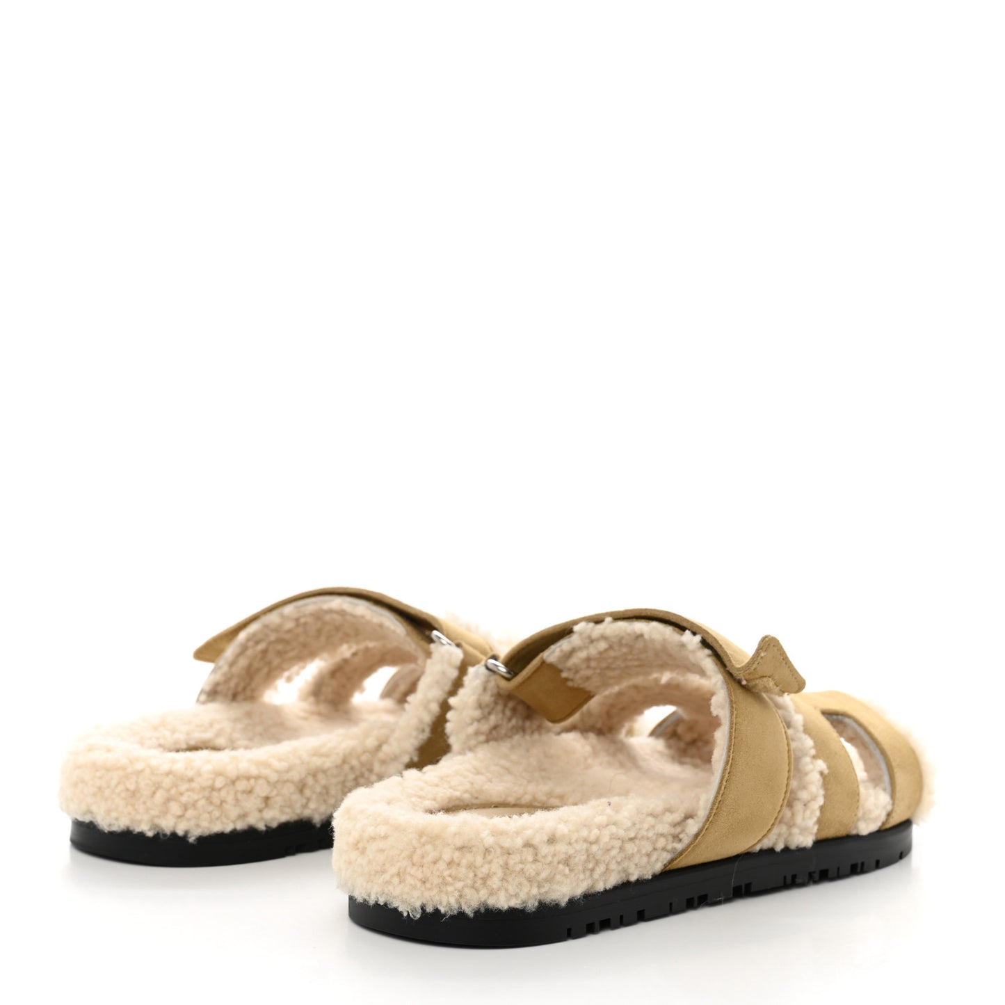 Suede Goatskin Woolskin Womens Chypre Sandals 36 Beige Albatre Ecru