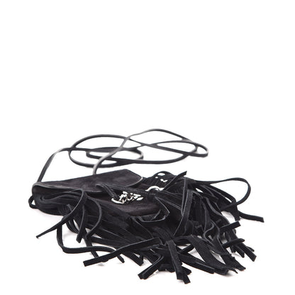 Saint Laurent Suede Fringe Toy Monogram Anita Crossbody Bag Black 5 of 9
