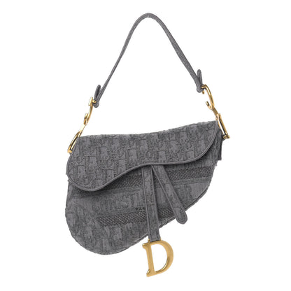 Christian Dior Oblique Denim Saddle Bag Grey 1 of 9