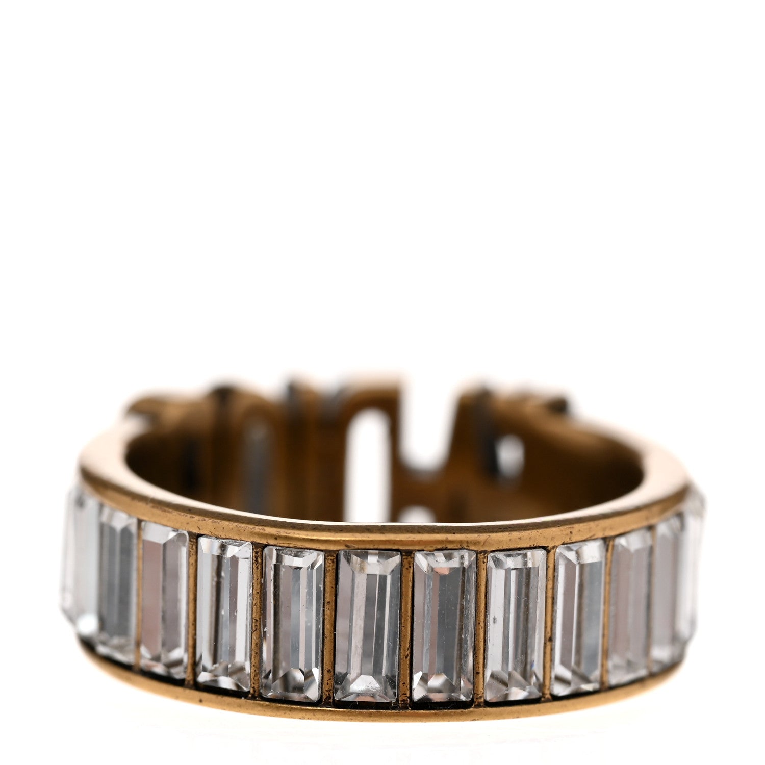Christian Dior Metal Baguette Crystal J'Adior Ring 52 6 Gold 3 of 5