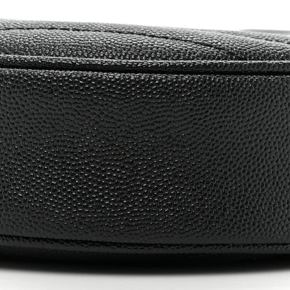 Saint Laurent Grain De Poudre Matelasse Chevron Quilted Round Vinyle Camera Bag Black 8 of 10