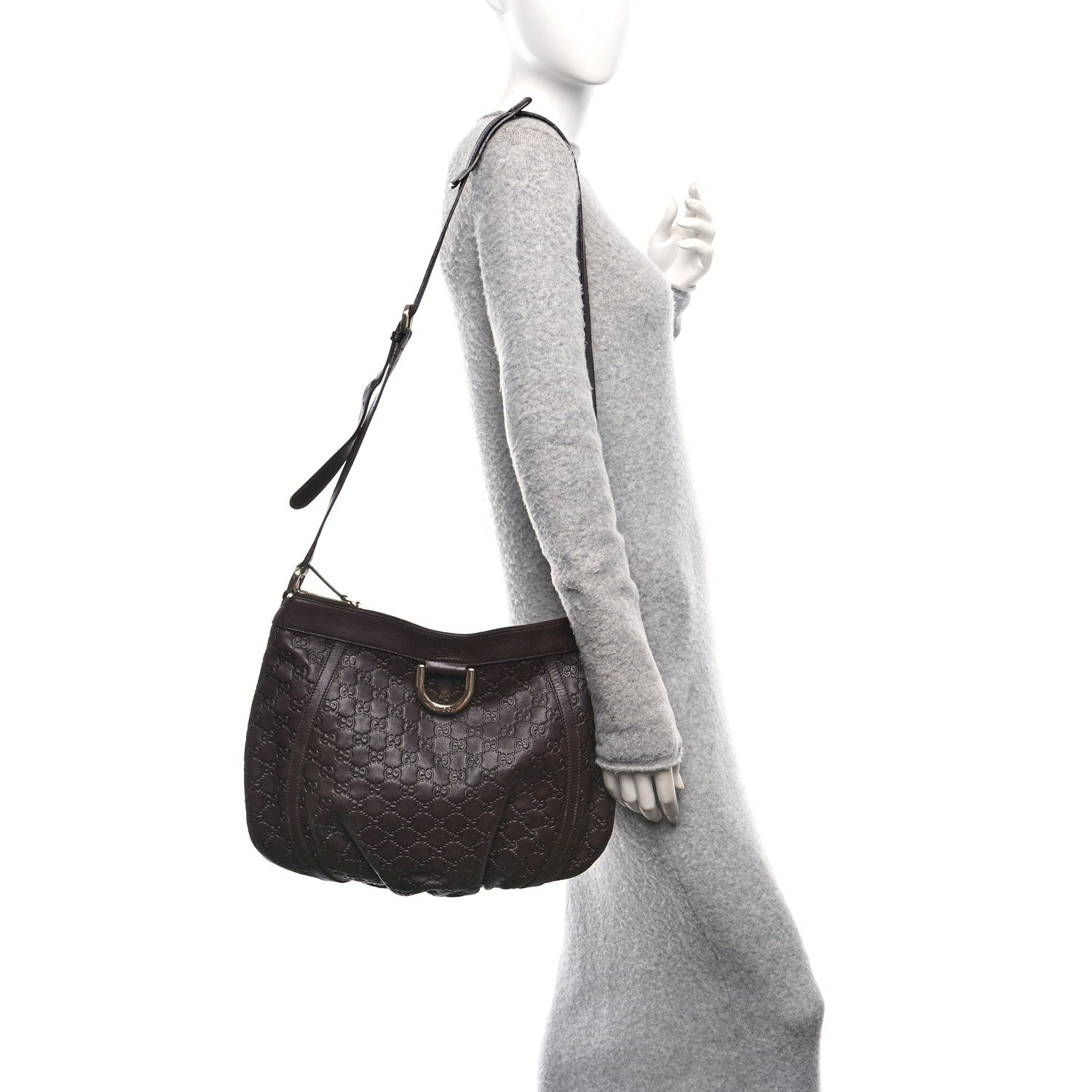Gucci Guccissima Large D Ring Messenger Dark Brown 2 of 10