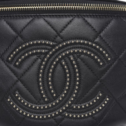 Chanel Lambskin Quilted Studded Waist Bag Fanny Pack Black 10 of 10