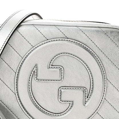 Gucci Metallic Sakai Be Green Calfskin Diagonal Stitched Small Blondie Shoulder Bag Silver 8 of 10