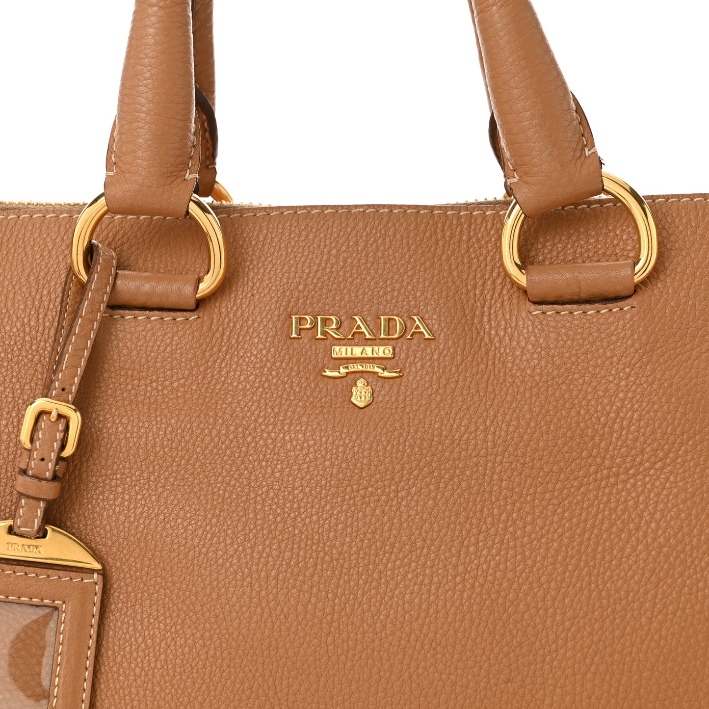 Vitello Daino Top Handle Zip Tote Caramel