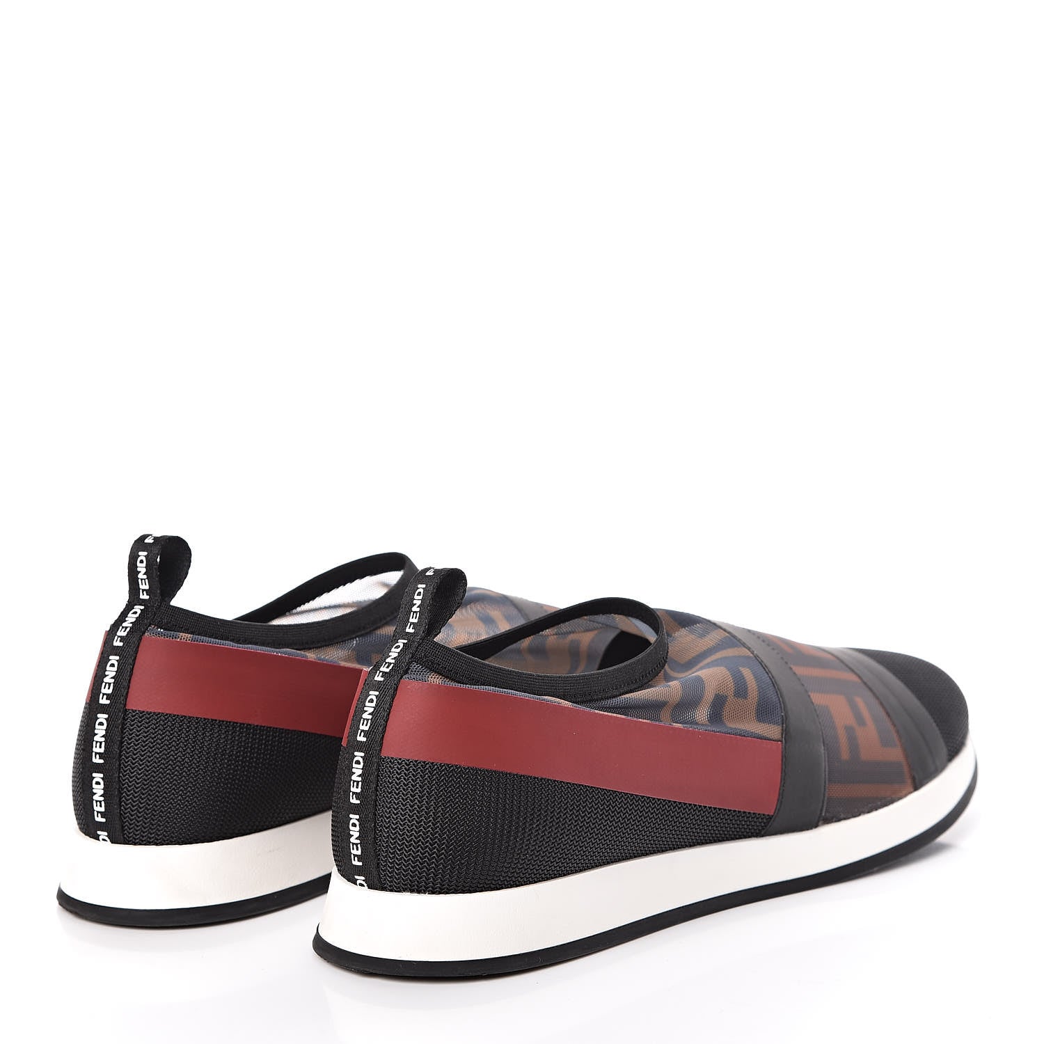 Fendi Technical Mesh Tulle Slip On Sneaker 37.5 Red Tobacco 4 of 7