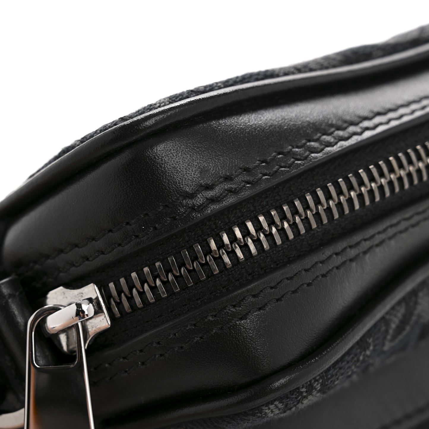 Fabric Jacquard Calfskin Barocco Crossbody Bag Black