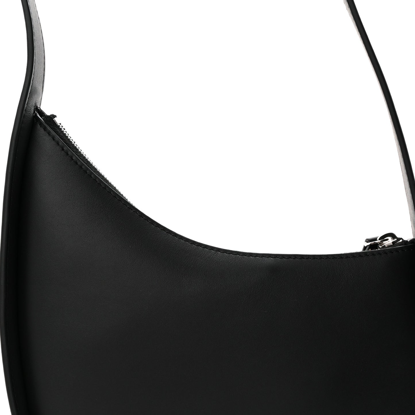 Smooth Calfskin Half Moon Shoulder Bag Black