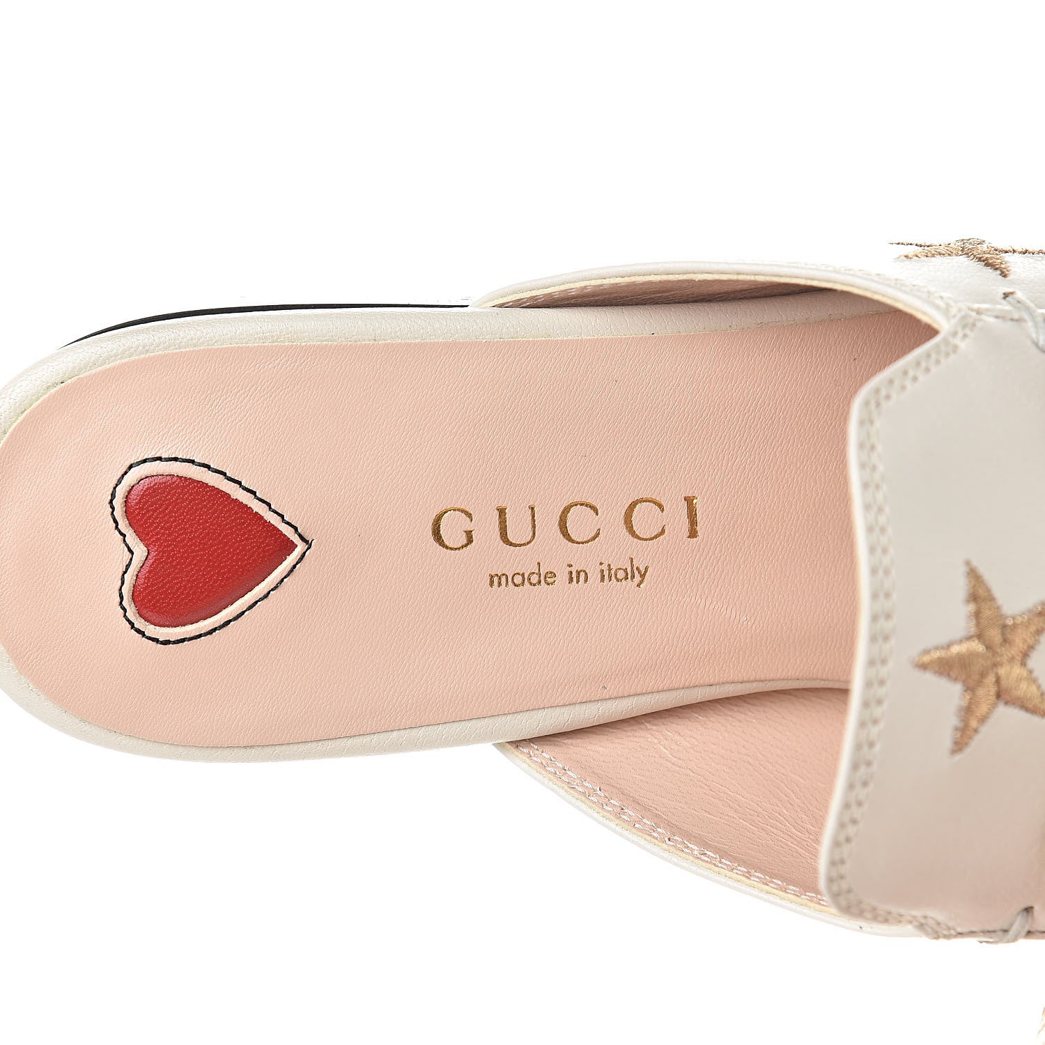 Gucci Goatskin Bee Star Embroidered Womens Princetown Slippers 34 Mystic White 7 of 10