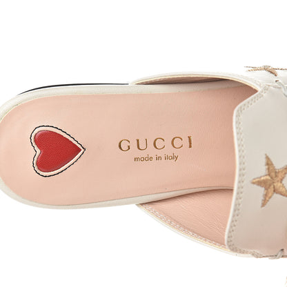 Gucci Goatskin Bee Star Embroidered Womens Princetown Slippers 34 Mystic White 7 of 10