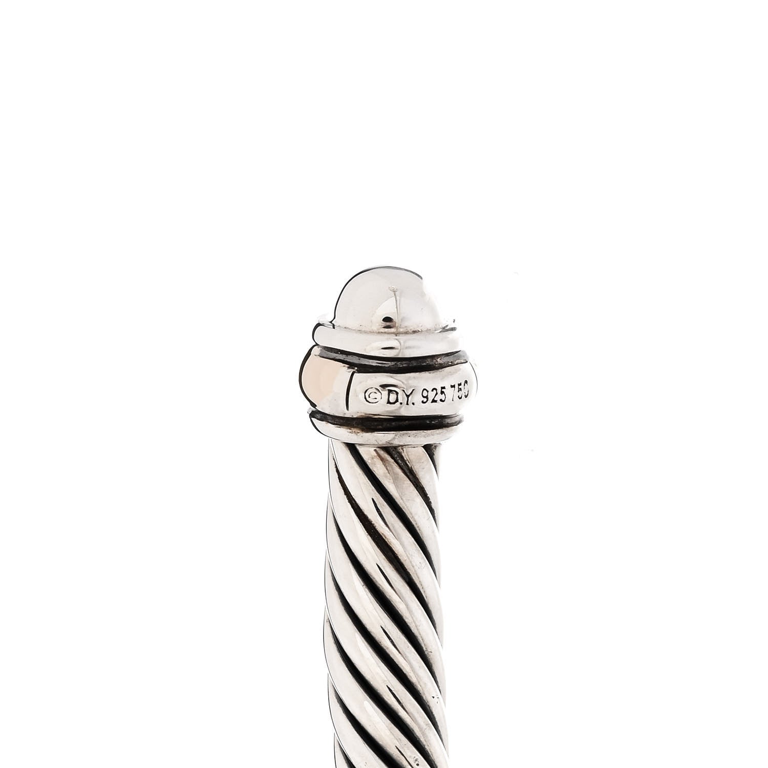 David Yurman Sterling Silver 18K Yellow Gold 4mm Cable Classics Bracelet 3 of 4
