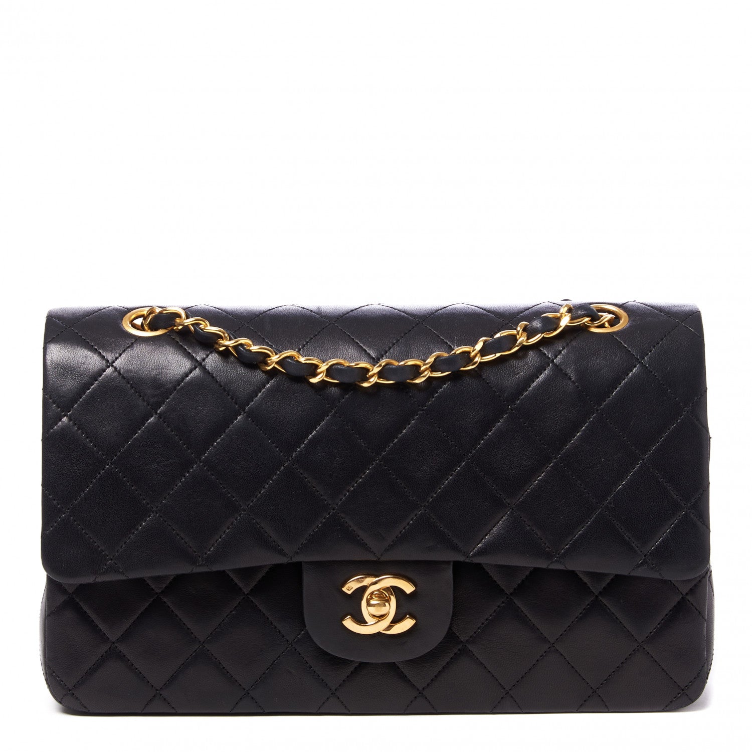 Chanel Lambskin Quilted Medium Double Flap Black 1 of 9