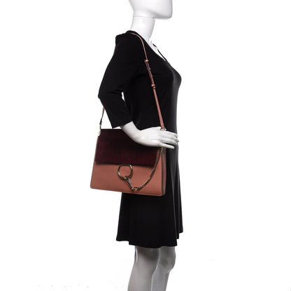 Chloe Calfskin Suede Medium Faye Shoulder Bag Misty Rose Dark Purple 2 of 9