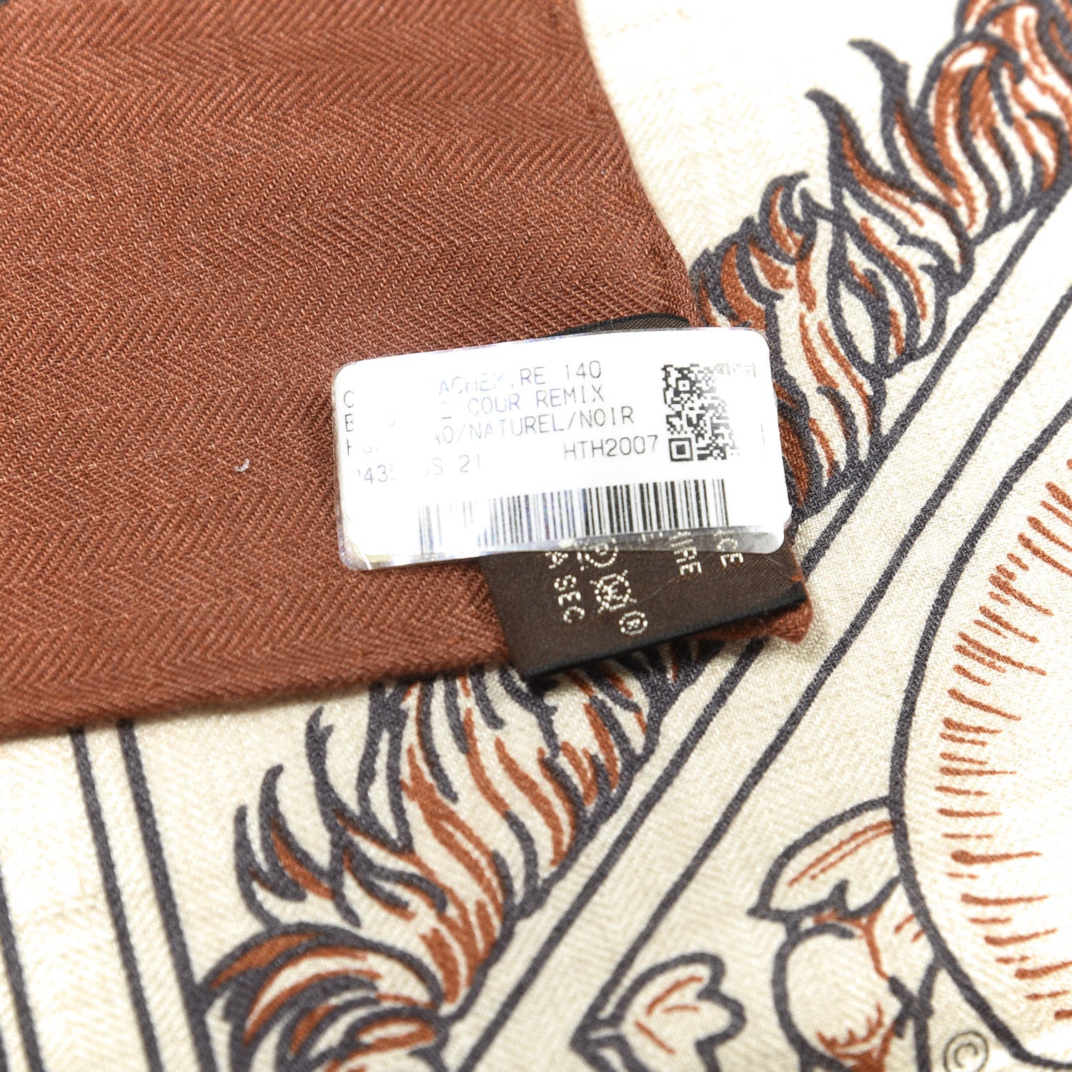 Hermes Cashmere Silk Bride De Cour Remix Scarf 140 Cacao Naturel Black 3 of 5