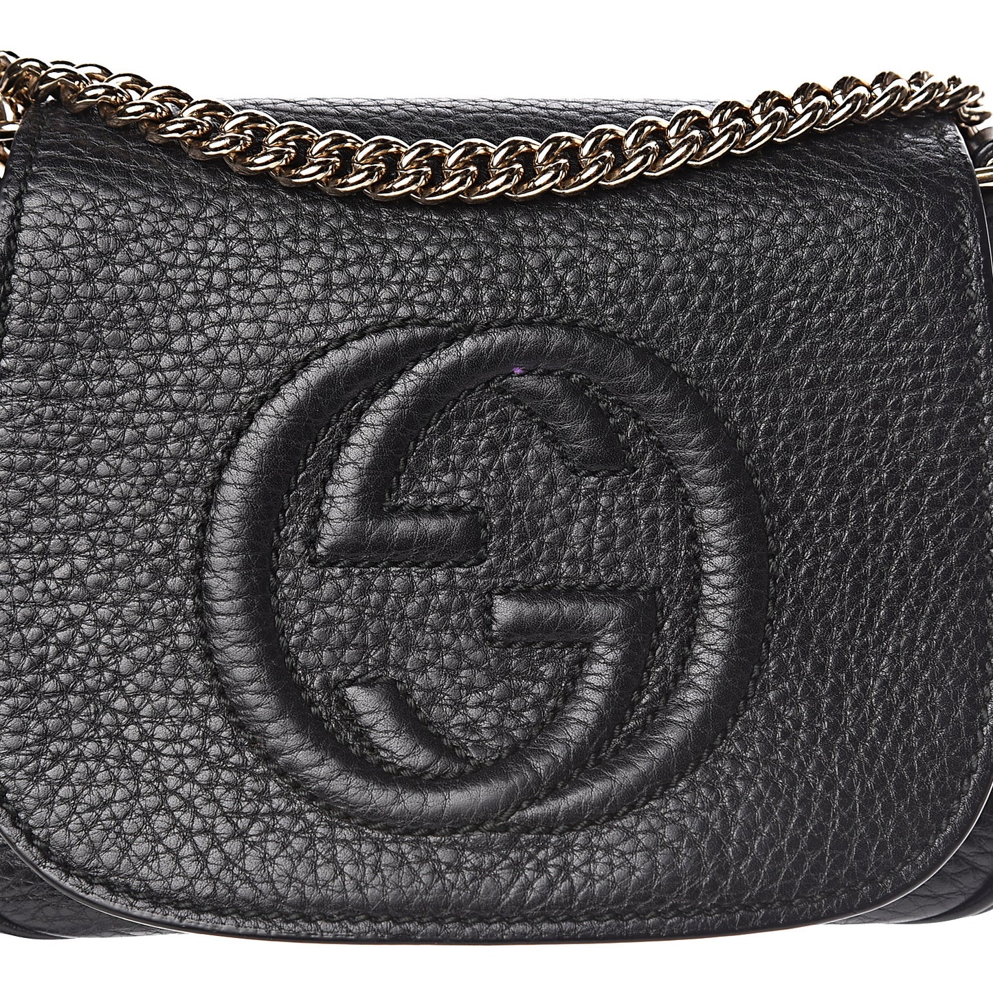 Pebbled Calfskin Small Soho Flap Crossbody Black