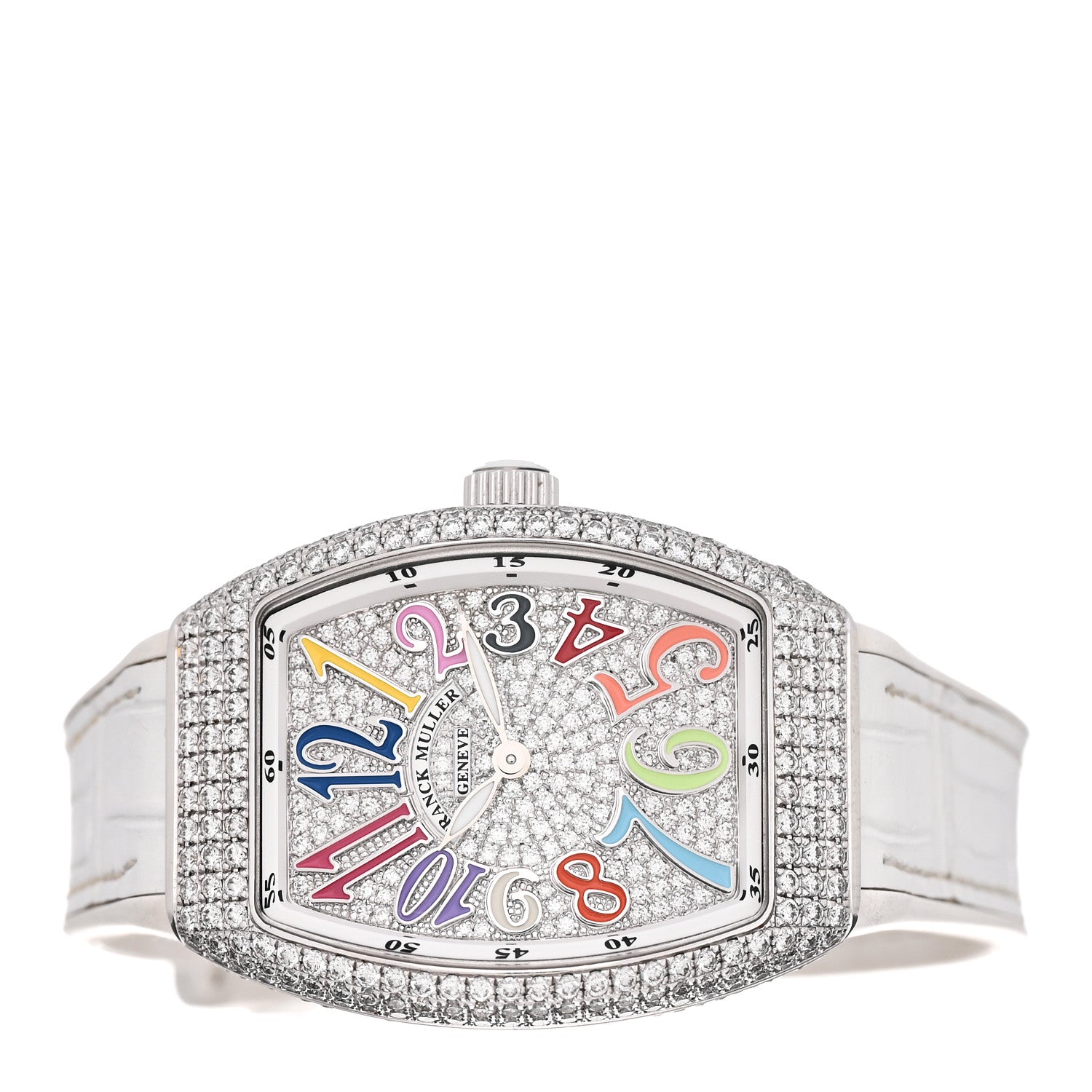 Franck Muller 18K White Gold Alligator Diamond Pave Bezel 32mm Vanguard Quartz Watch V32QZDCDCOLDRM 2 of 4