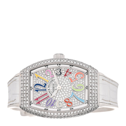 Franck Muller 18K White Gold Alligator Diamond Pave Bezel 32mm Vanguard Quartz Watch V32QZDCDCOLDRM 2 of 4