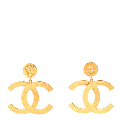 Chanel Metal Large Paris Button Earrings Gold 1 of 4