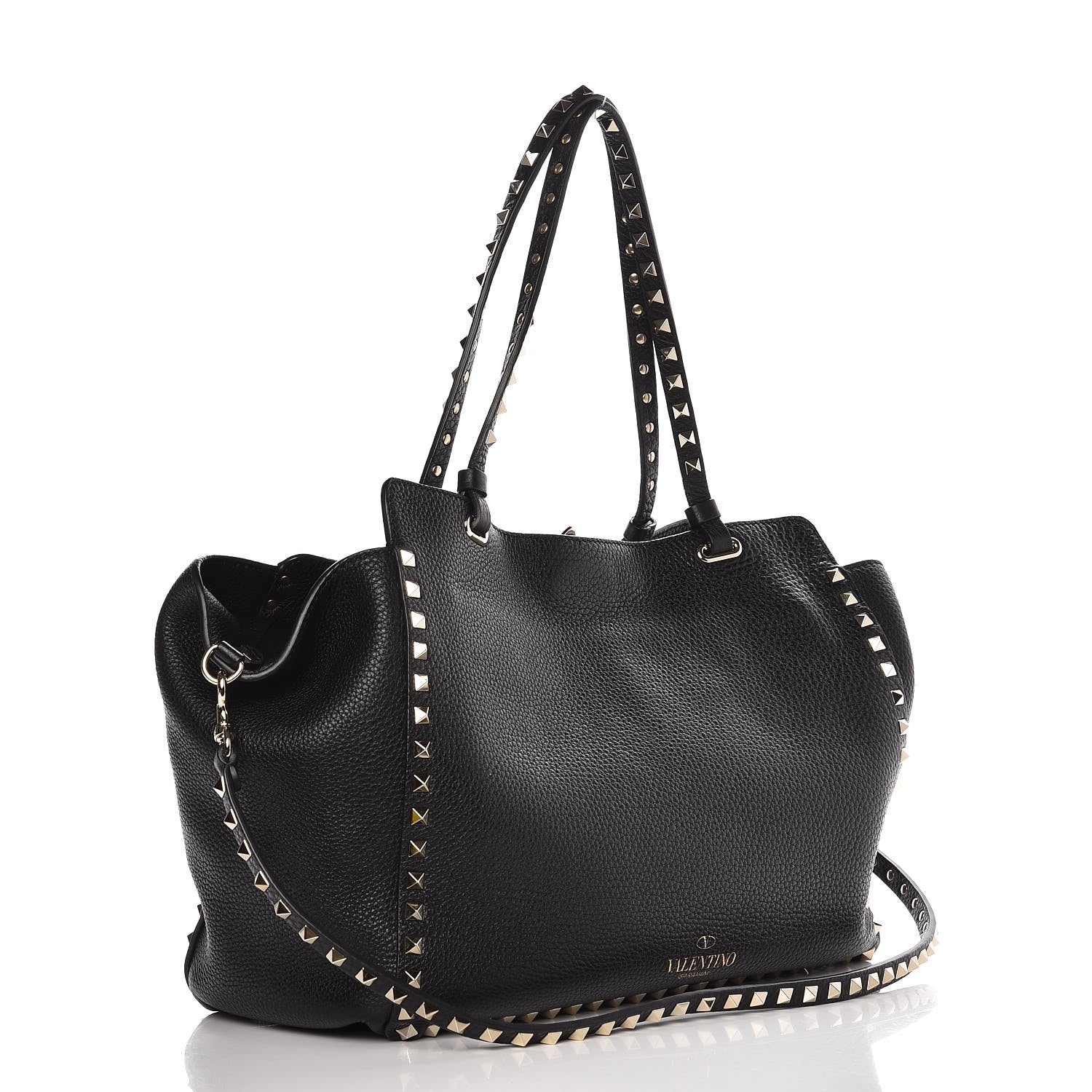 Valentino Garavani Alce Printed Calfskin Medium Rockstud Tote Black 3 of 7