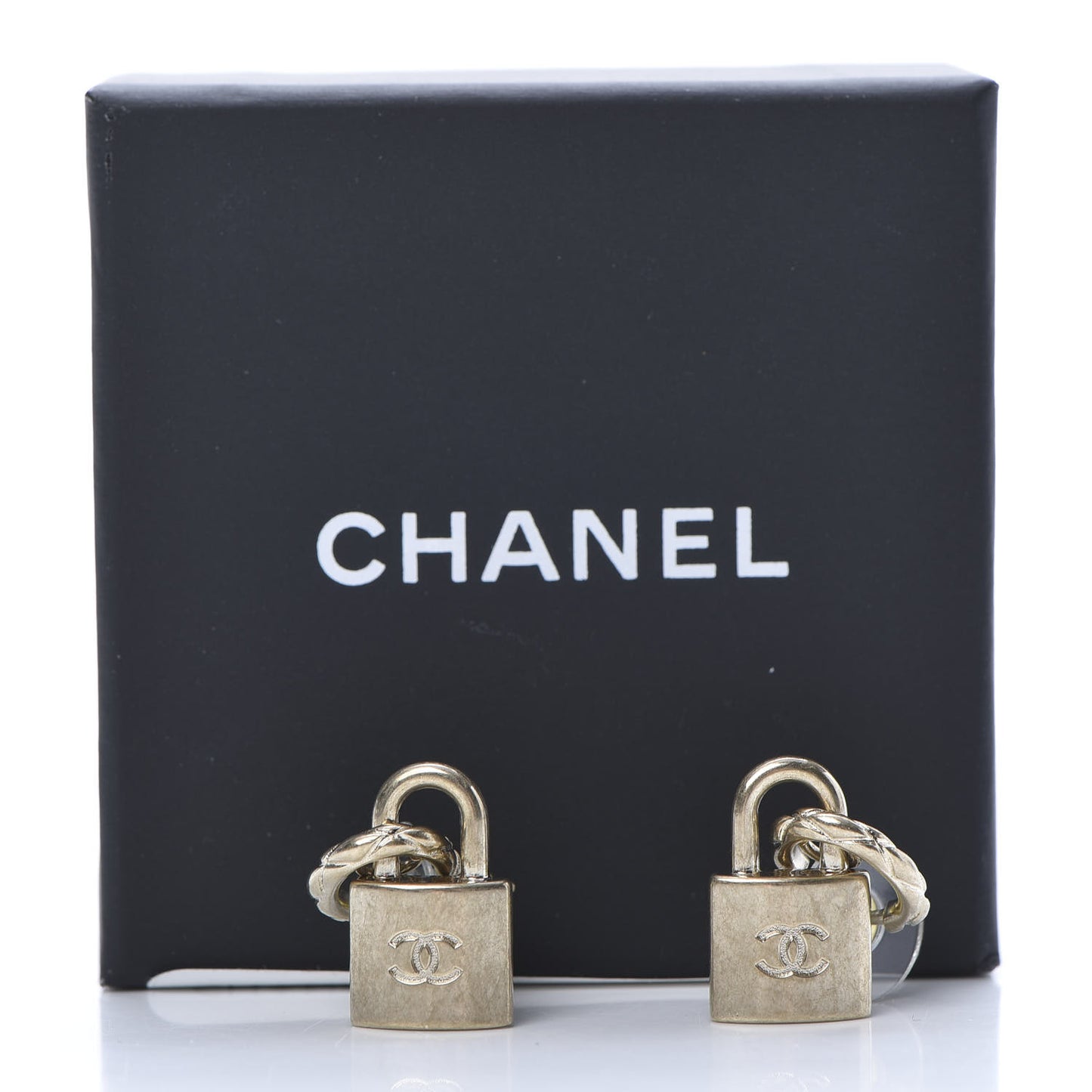 Metal Lock Drop Earrings Light Gold