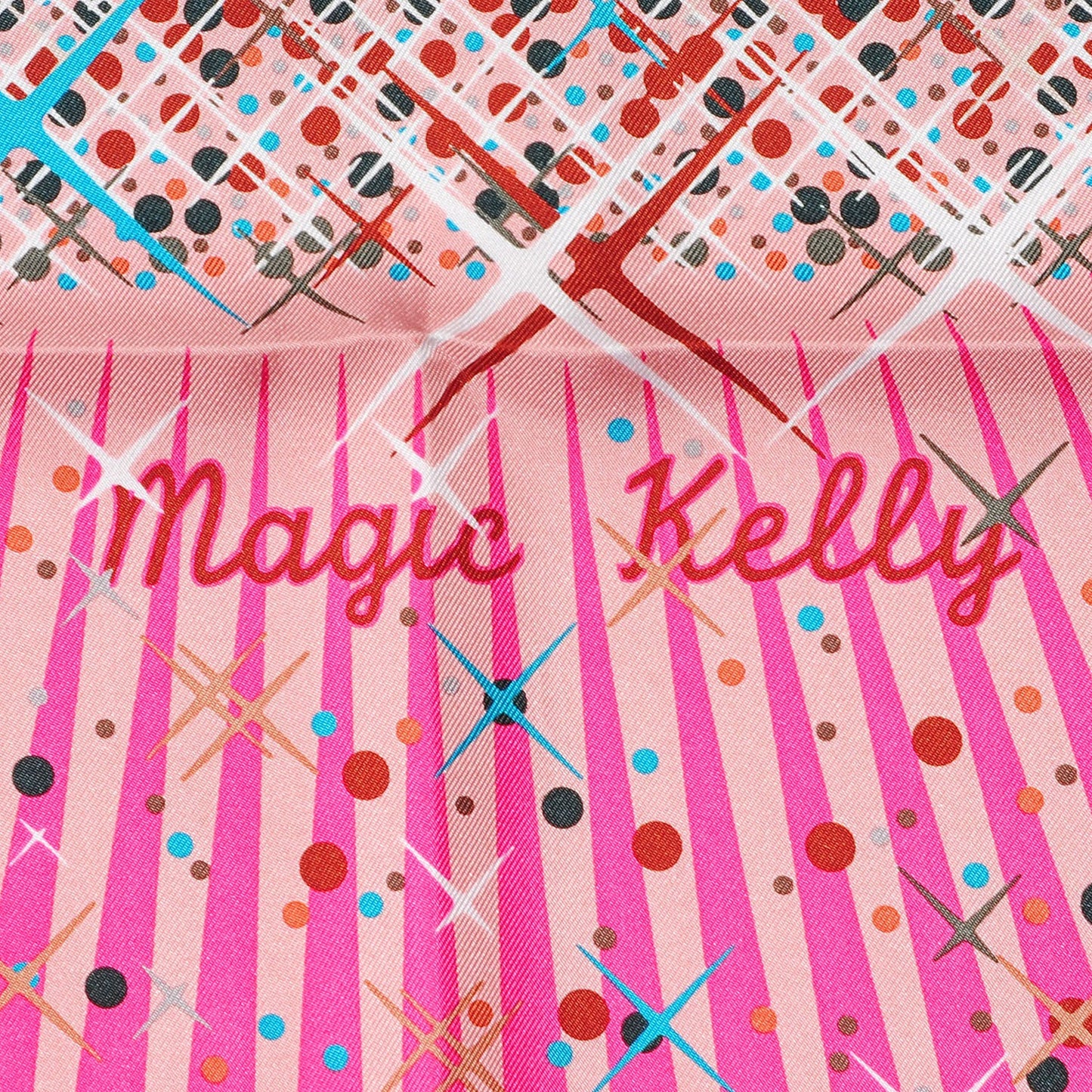 Silk Magic Kelly Scarf 90 Rose Indien Vieux Rose Blanc