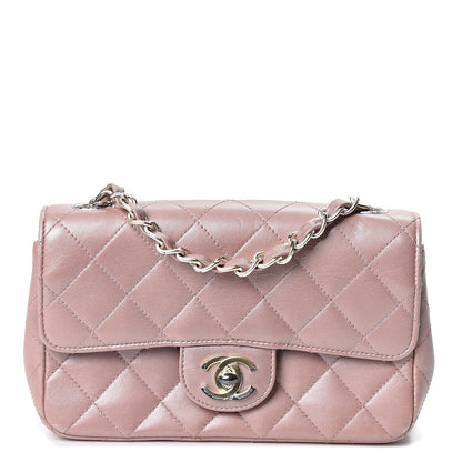 Chanel Metallic Lambskin Quilted Extra Mini Rectangular Flap Pink 1 of 10
