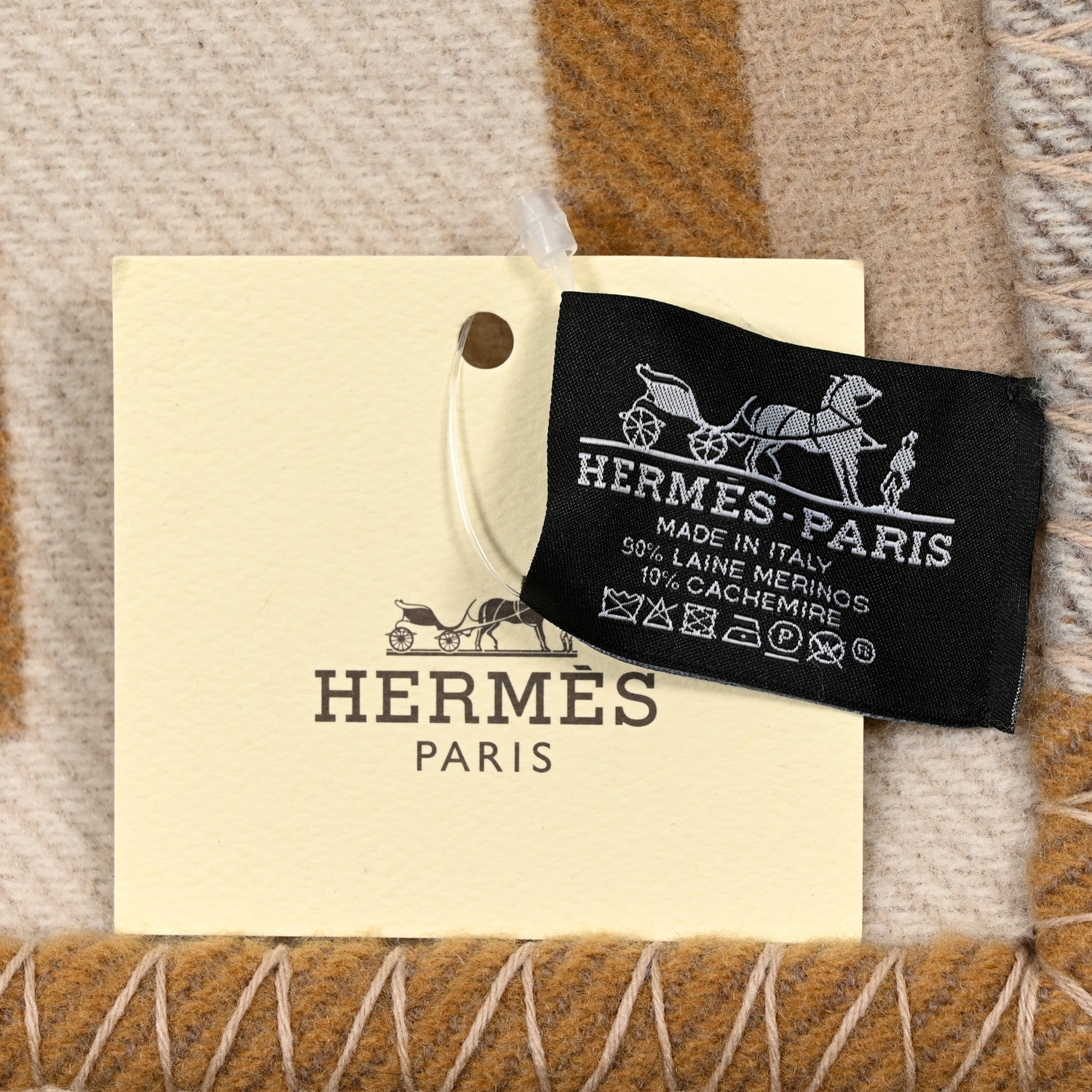Hermes Wool Cashmere Ithaque Blanket Camel Beige 3 of 3